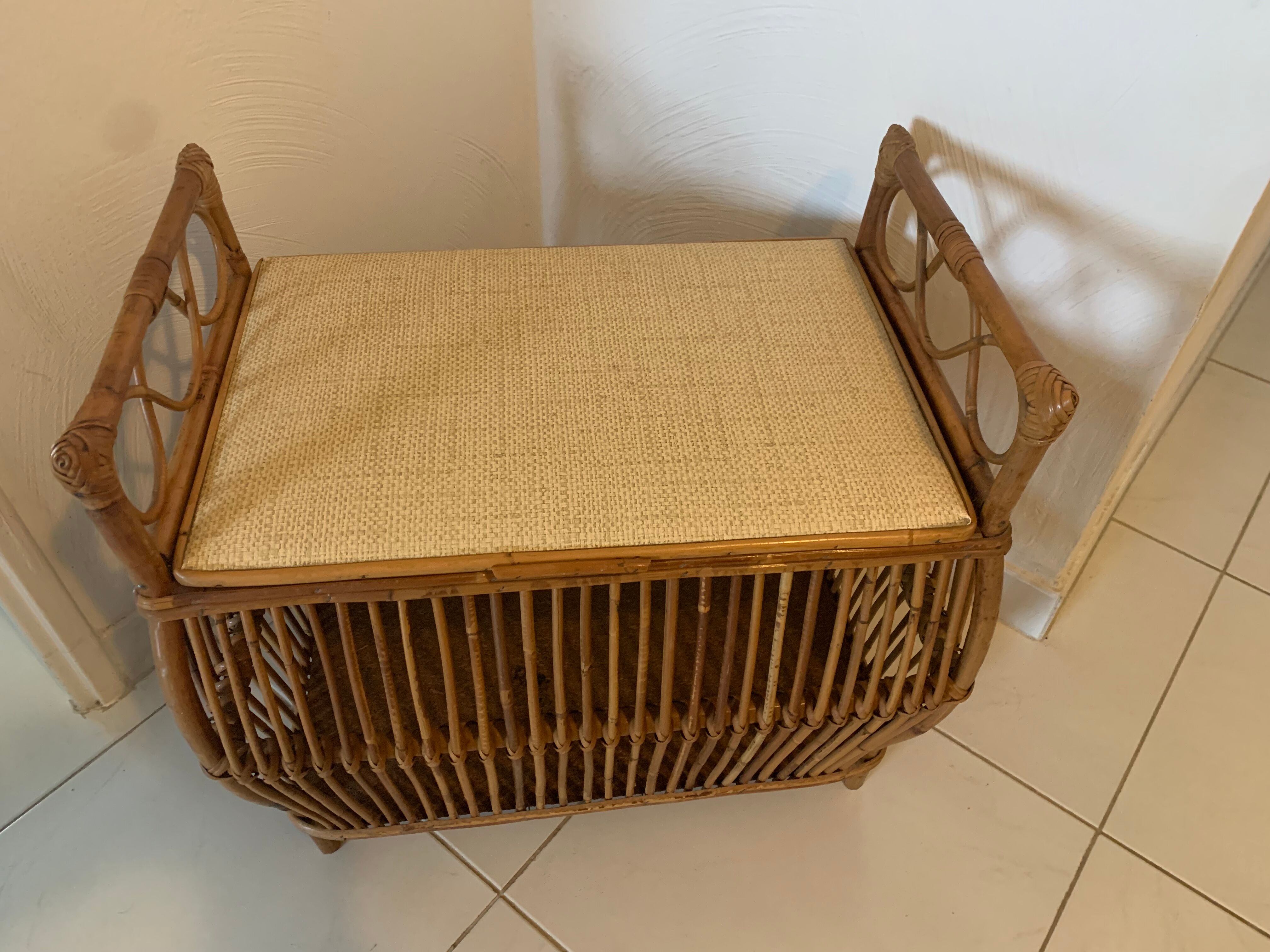 Vintage rattan toy chest