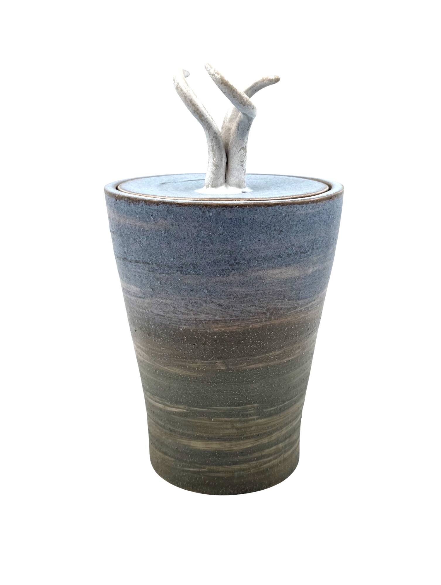 Mid-century style blue artistic ceramic vase, Gabriele Bucci Italy ca. 2000