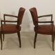 Pair of vintage bridge armchairs year 60 in imitation rust leather.