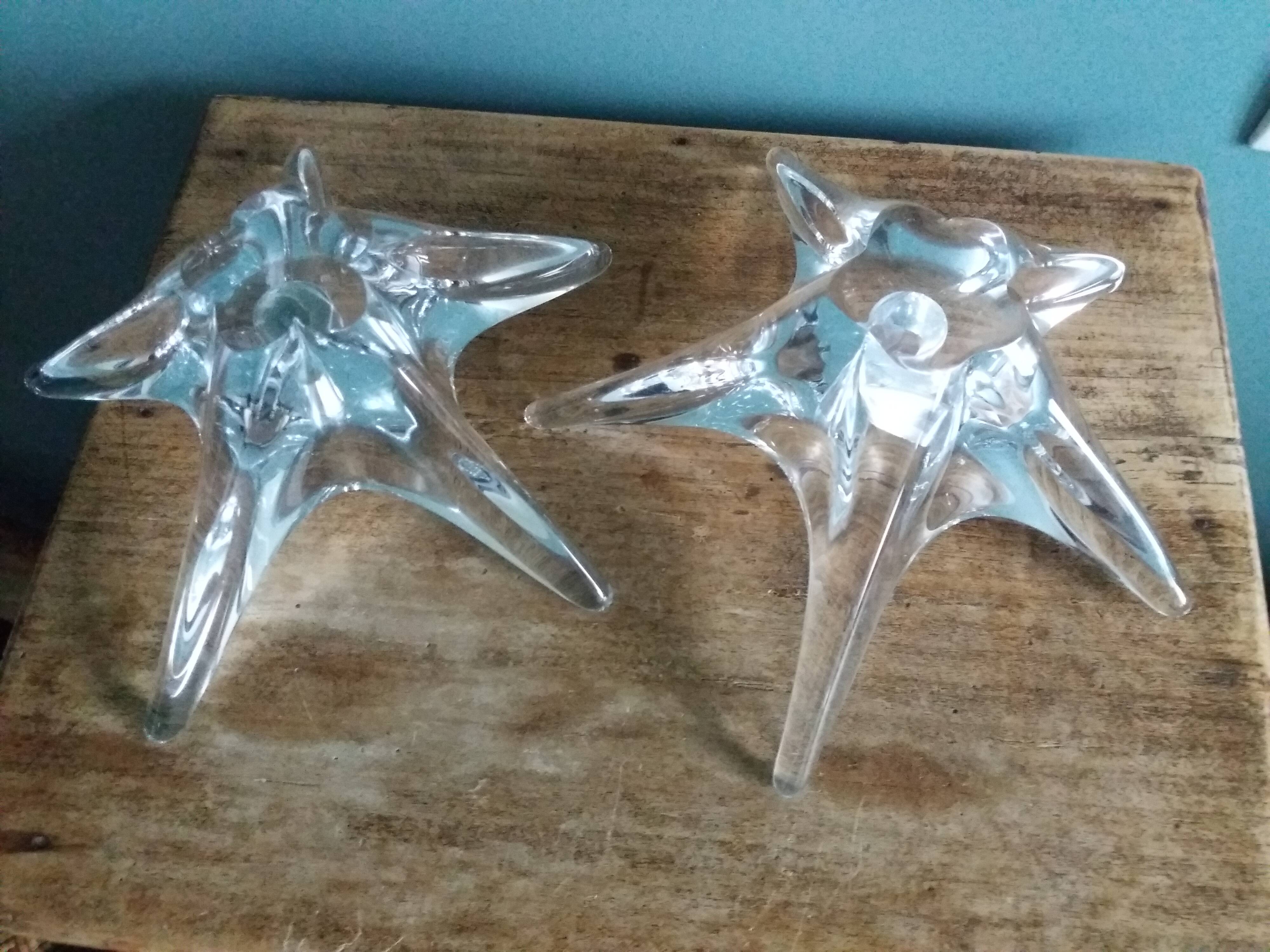 Daum France starfish crystal candlesticks