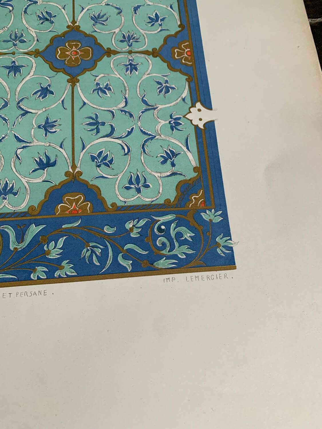 Lithographie ancienne orientale - Ornements de la Perse