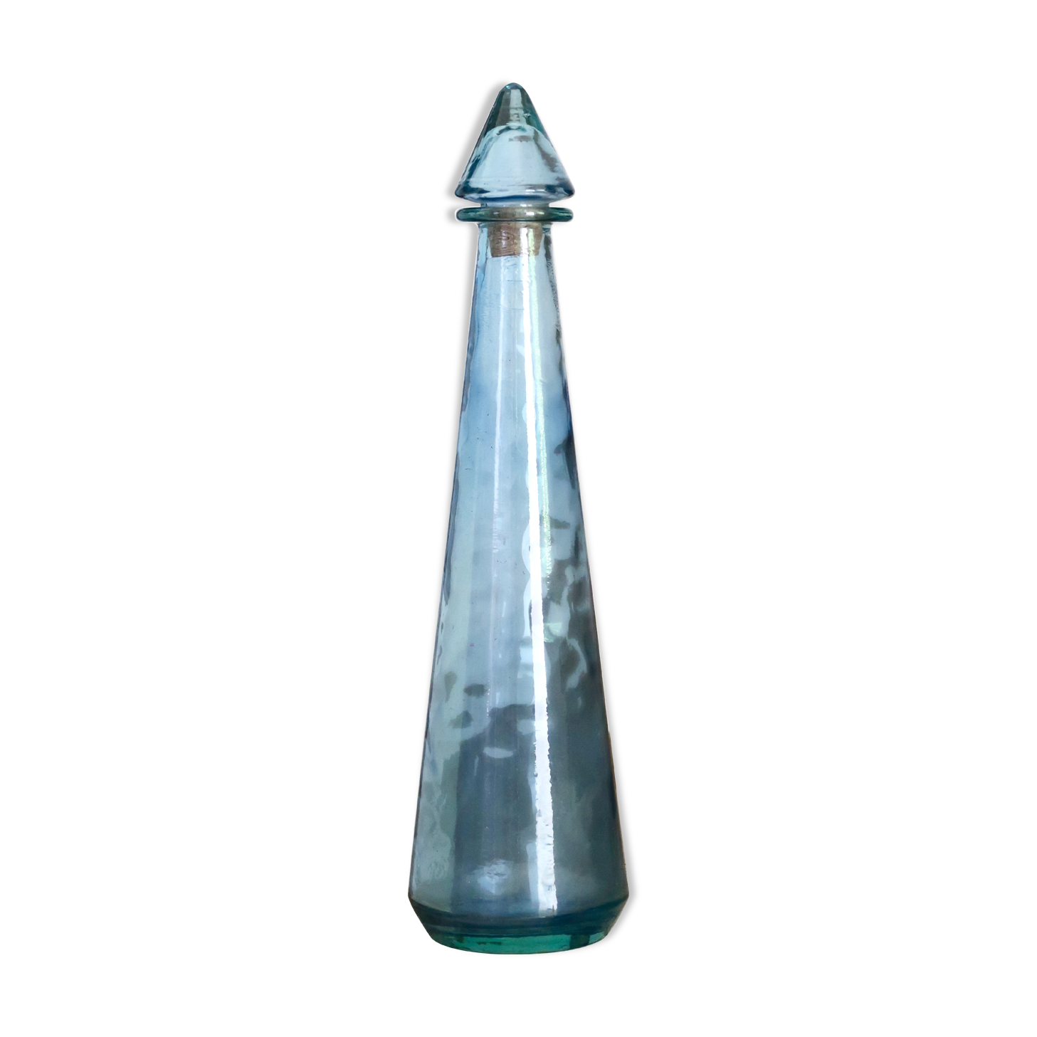 Blue glass bottle, 60s