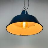 Industrial Blue Enamel Factory Pendant Lamp, 1960s