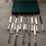 12 Silver Metal Ercuis Table Knives Box