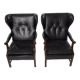 Paires de fauteuils scandinave en cuir noir