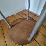 Table basse guéridon sellette vintage art déco tube métal plateau bois