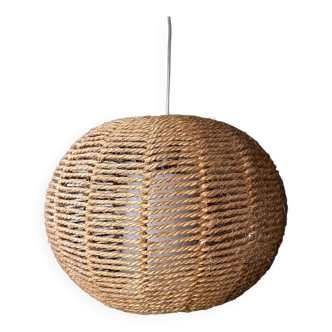 Mid Century sisal lamp, ball lamp, hanging lamp, cottage style Germany