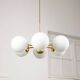 Mid-Century Modern Italian 6-Arm Sputnik Chandelier with Opaline Shades, 19