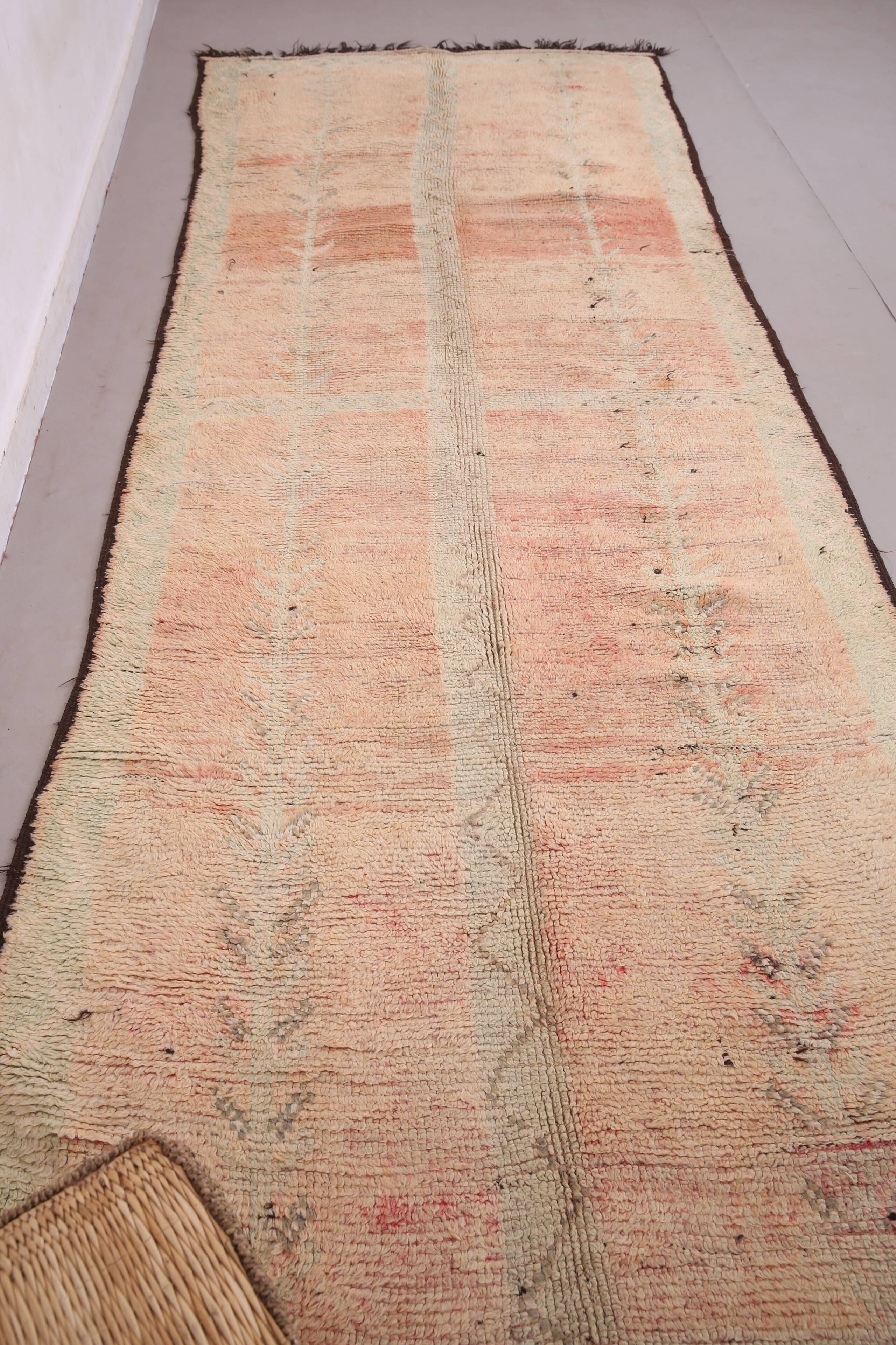 Peach Vintage Moroccan Rug 172 x 400 - Berber Wool Rug - Handmade Boho Rug