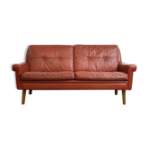 Vintage danish mid century 2 person Svend Skipper cognac sofa 1964