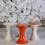 White and dark orange Tam Tam stool by Henry Massonnet for Stamp, 1970.