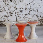 White and dark orange Tam Tam stool by Henry Massonnet for Stamp, 1970.