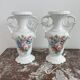 Pair of large 19th century church vases in painted white Paris porcelain