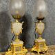 Superb pair of lamps from the Napoleon III era in albatre and gilded bronze circa 1880