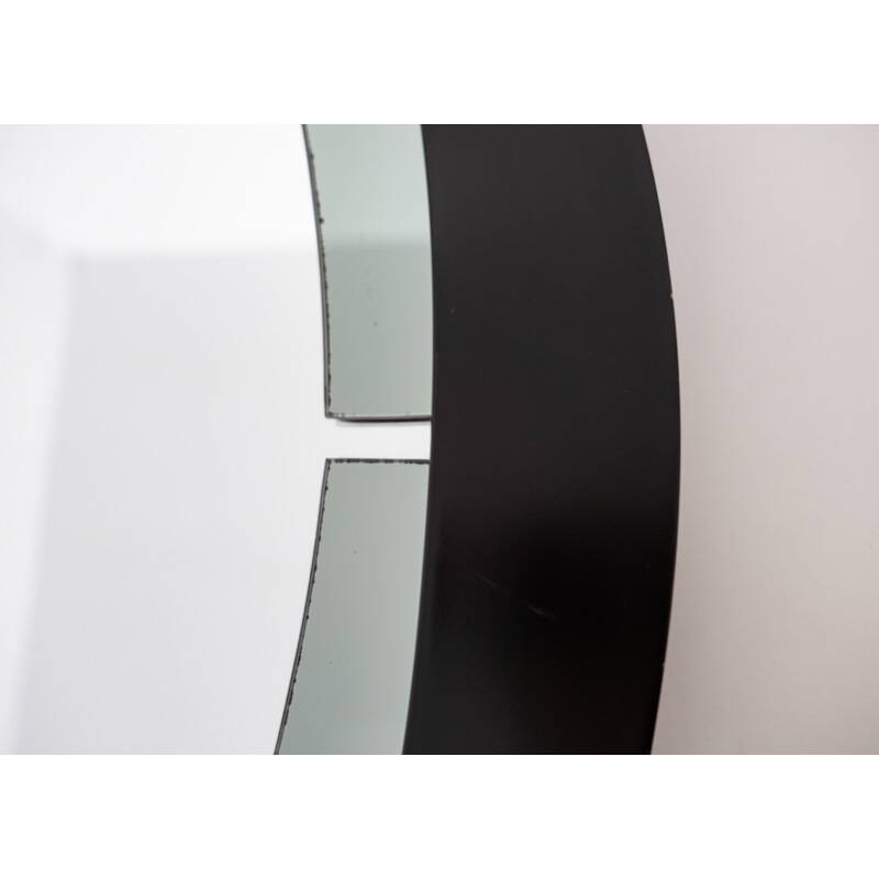 Round smoked glass wall mirror, Italy 1970s