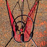 Vintage metal magazine rack and scoubidou - seventies design