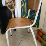 Ancienne chaise écolier enfant bois et métal
