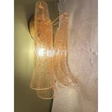 Set of 2 Clear-Gold “Petali” Murano Glass Wall Sconces in Vintage Style