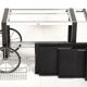 Tea trolley, black ash, chrome, vintage, modular, ca 1980