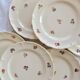 6 vintage ivory earthenware dessert plates – Small flower decoration