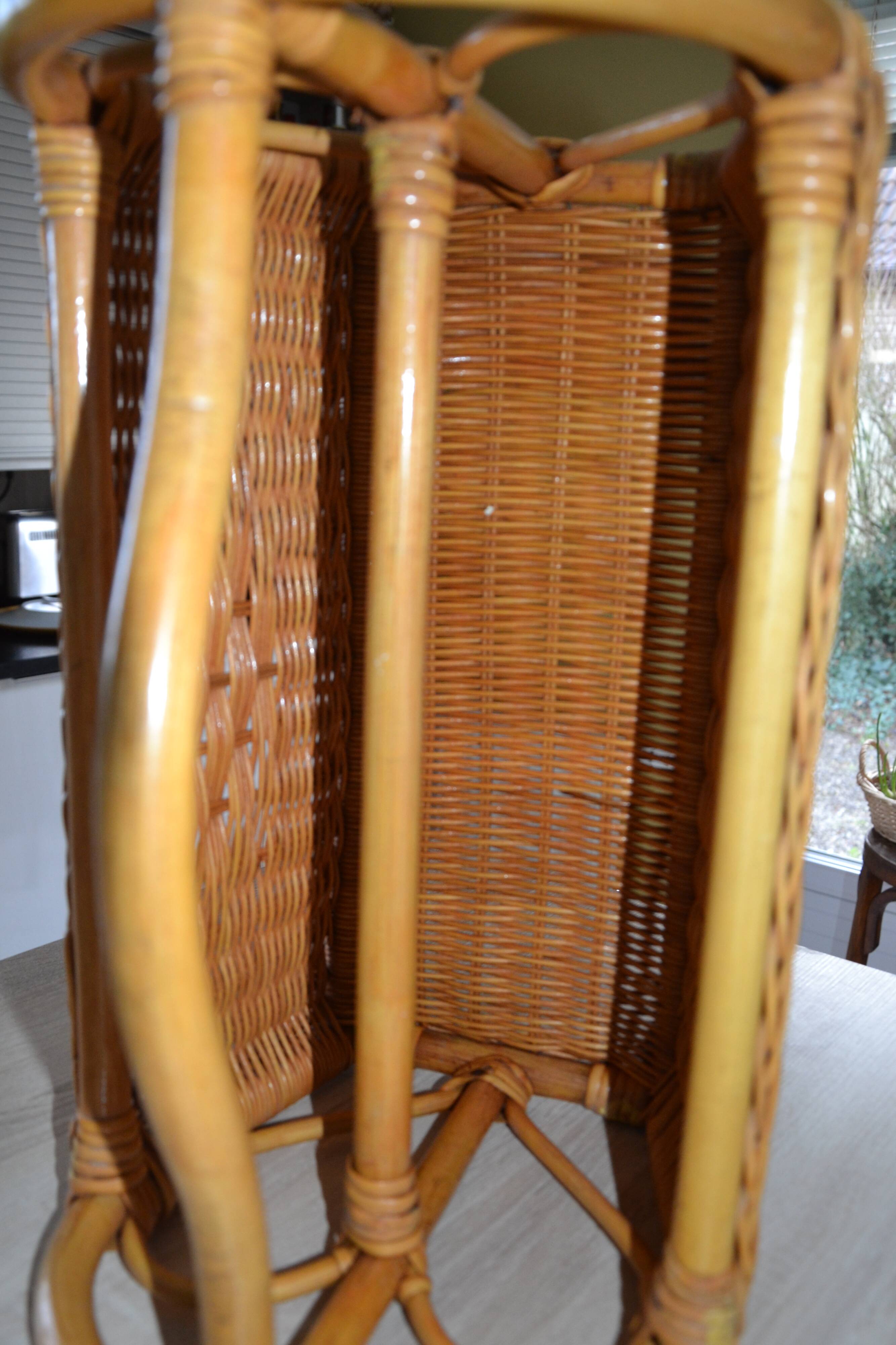 Vintage woven rattan magazine rack