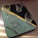 Tray vintage year 59 in formica yellow, blue and black