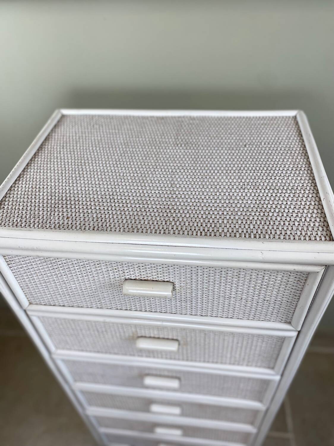 Vintage wicker chest of drawers