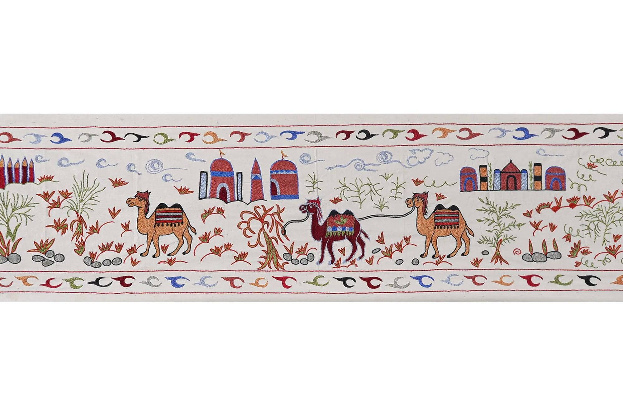 Vintage hand-embroidered tablecloth 51x188 cm