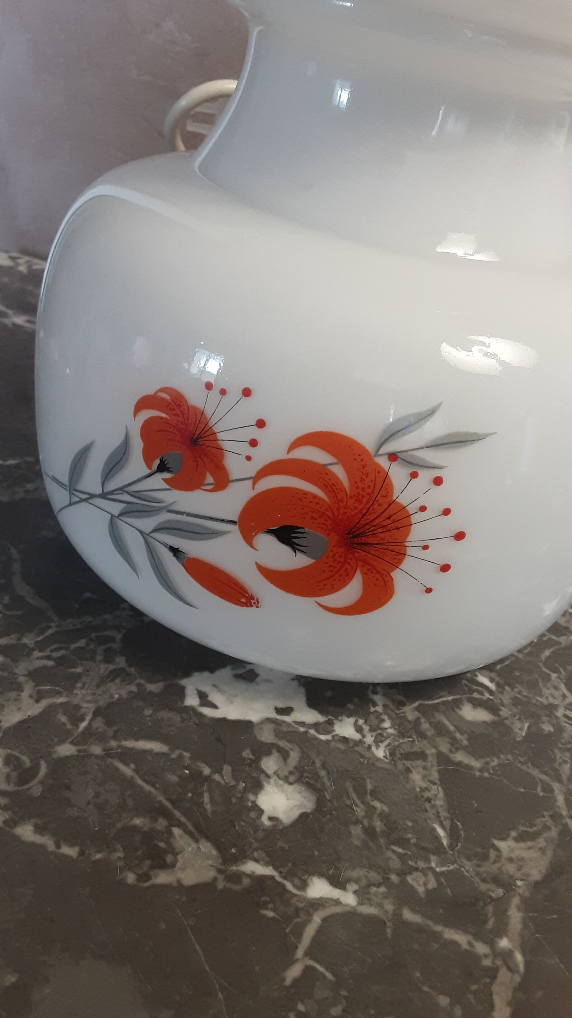 Suspension opalin glass - screen printing - 70s