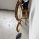 Lampadaire bronze et corde 1970