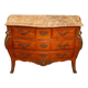 Commode Galbée De Style Louis XV En Marqueterie, Plateau De Marbre