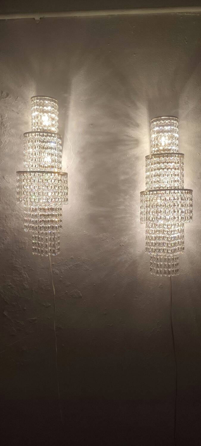 Pair of crystal appliques. France, 1970s.