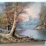 Antique oil painting – Lakeside – nature and tranquility