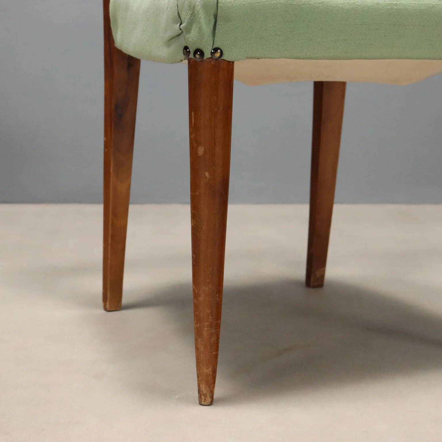 Chaises vintage en hêtre peint, tissu, design, Italie, années 1940-50