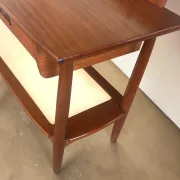 Vintage teak dressing table with mirror and drawers.