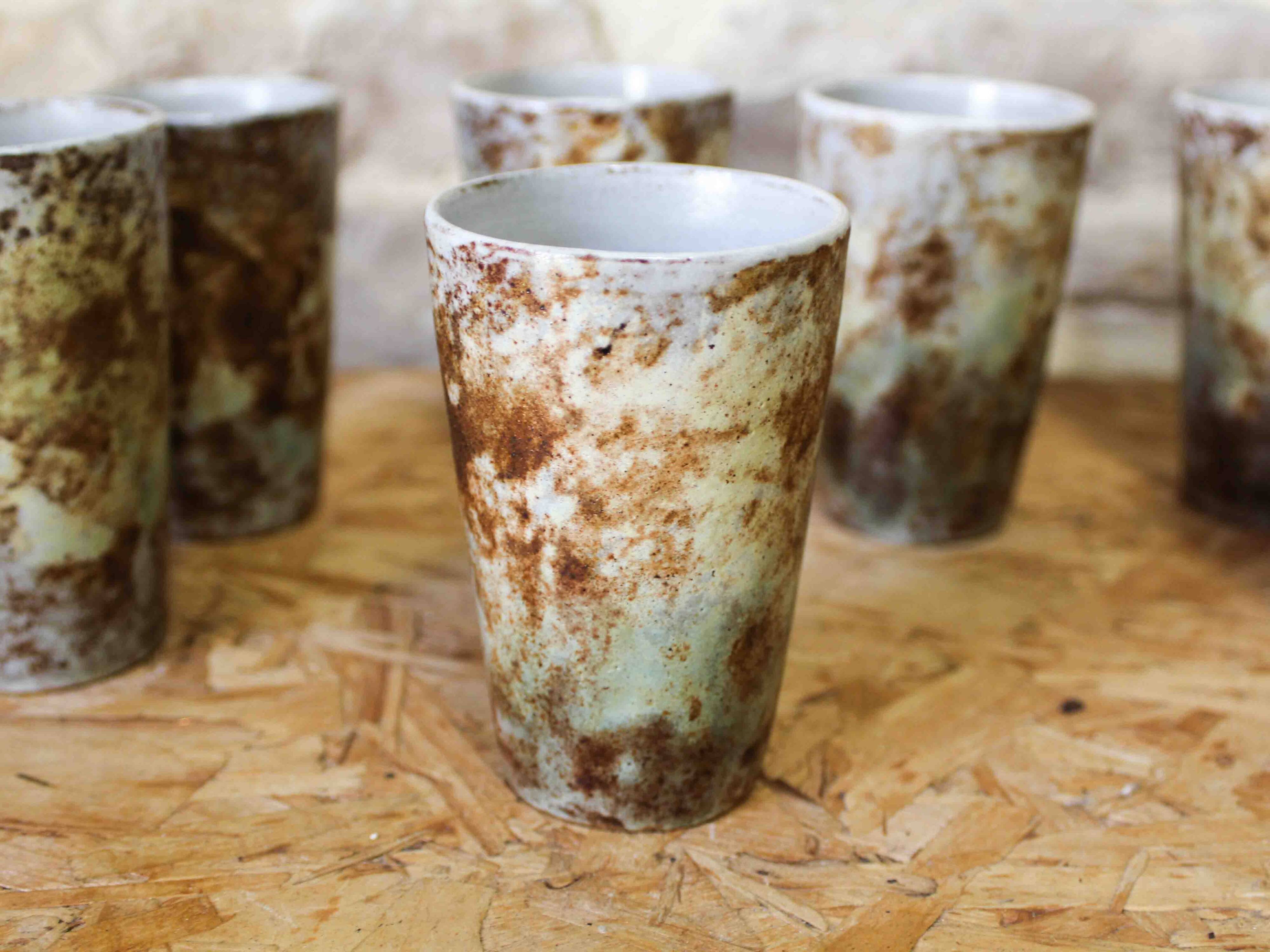 Set of 7 ceramic cups by Alexandre Kostanda Vallauris