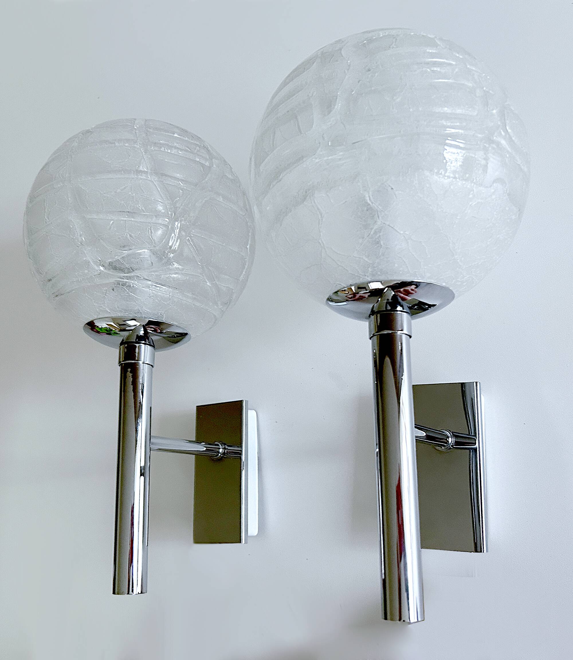Pair Vintage Brutalist Bubble Glass Sconces