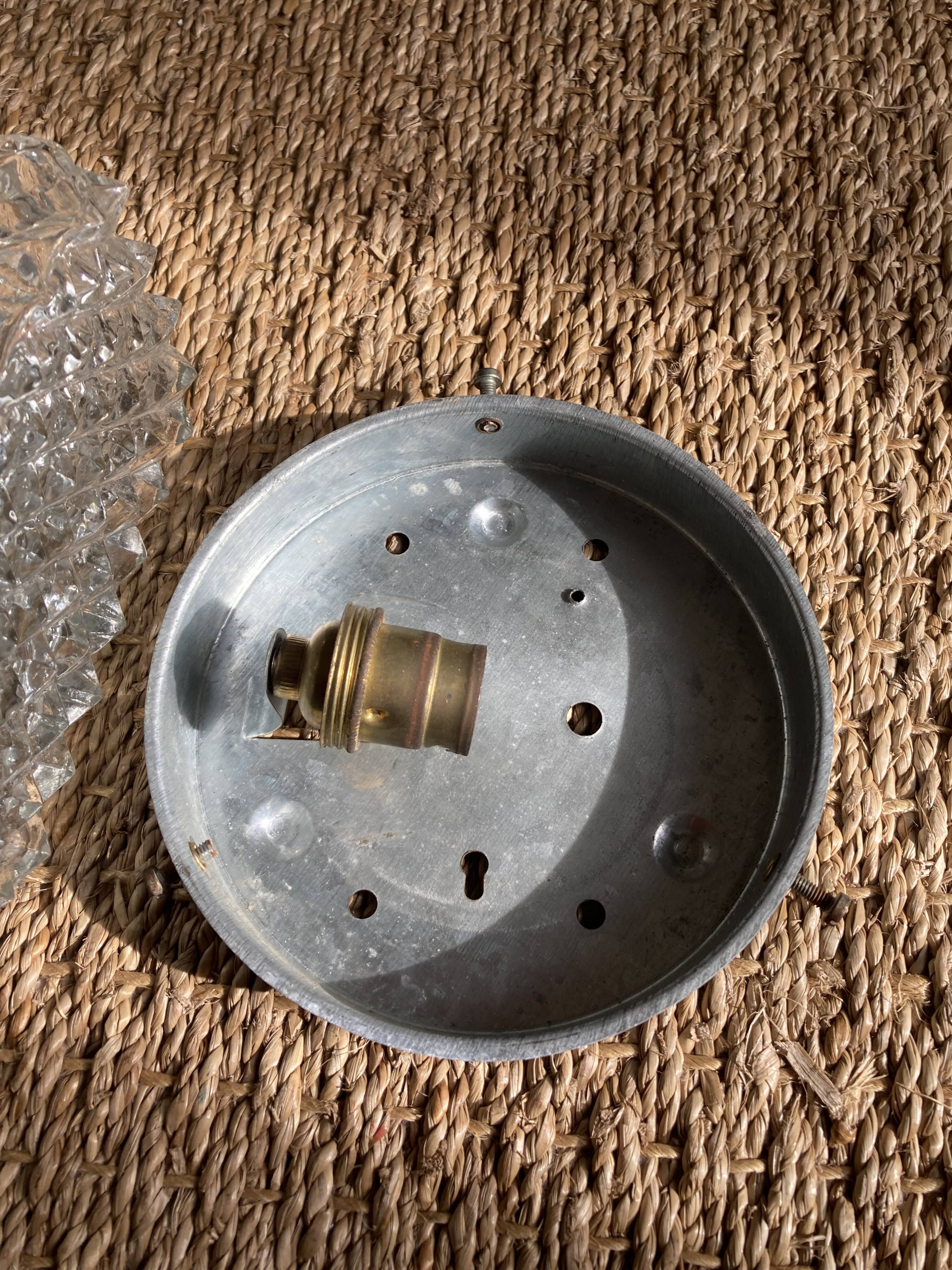 Wall lamp or ceiling lamp in transparent molded glass 1970 square