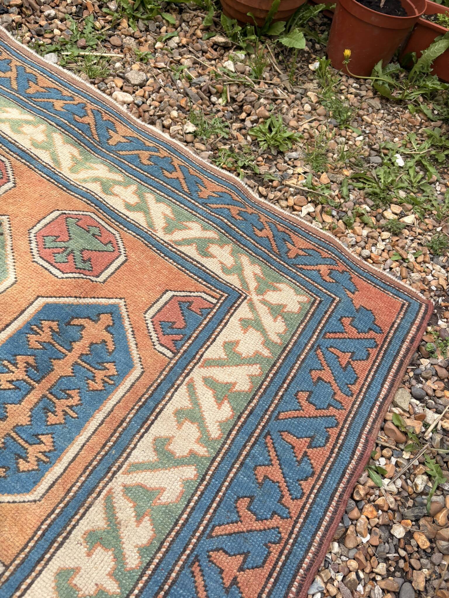 Antique Shirvan carpet, Caucasus 125x190, handmade wool, geometric tribal boho.