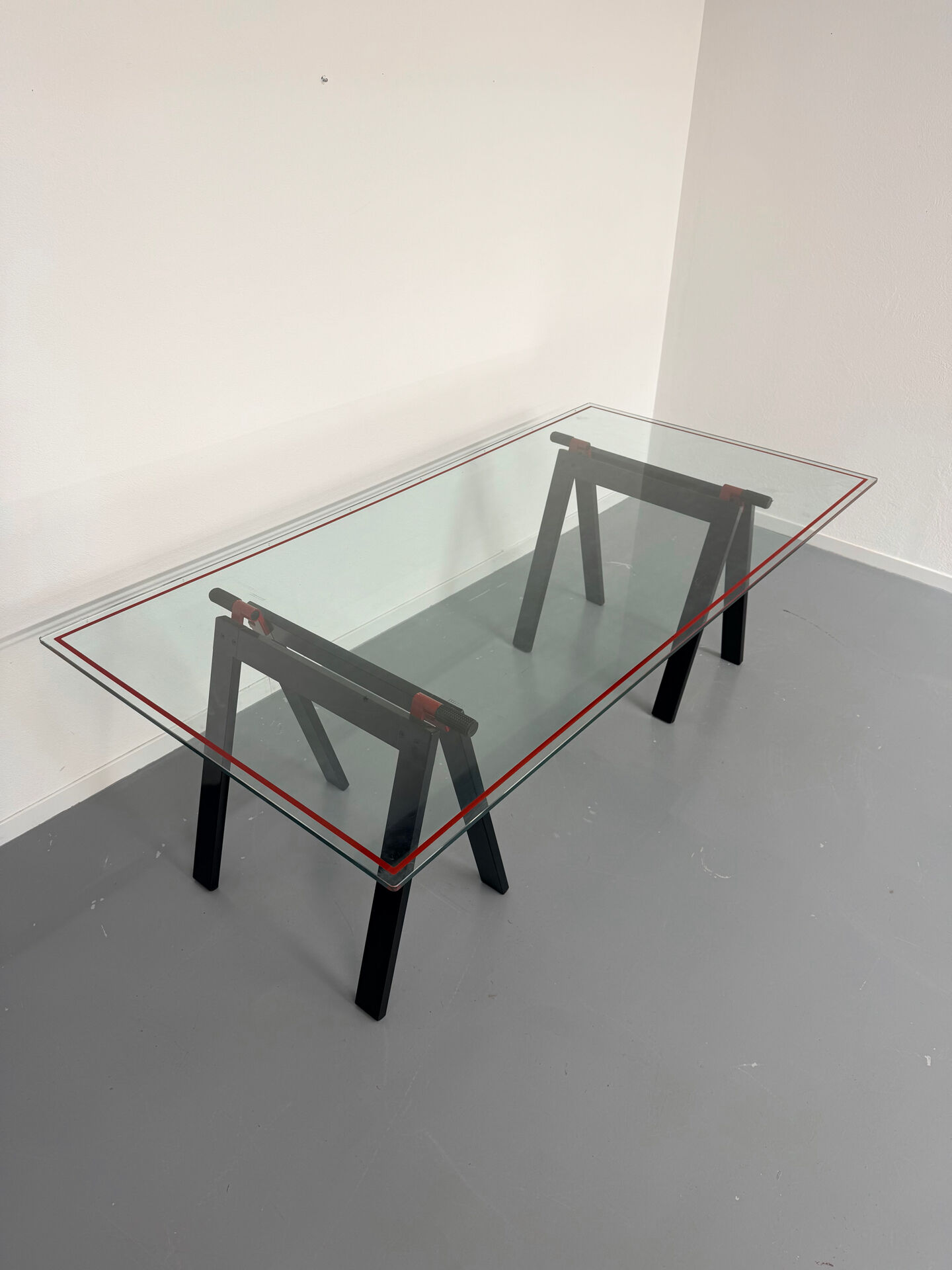 Table / Glass desk "Gaetano" design Gae Aulenti Zanotta 1970s