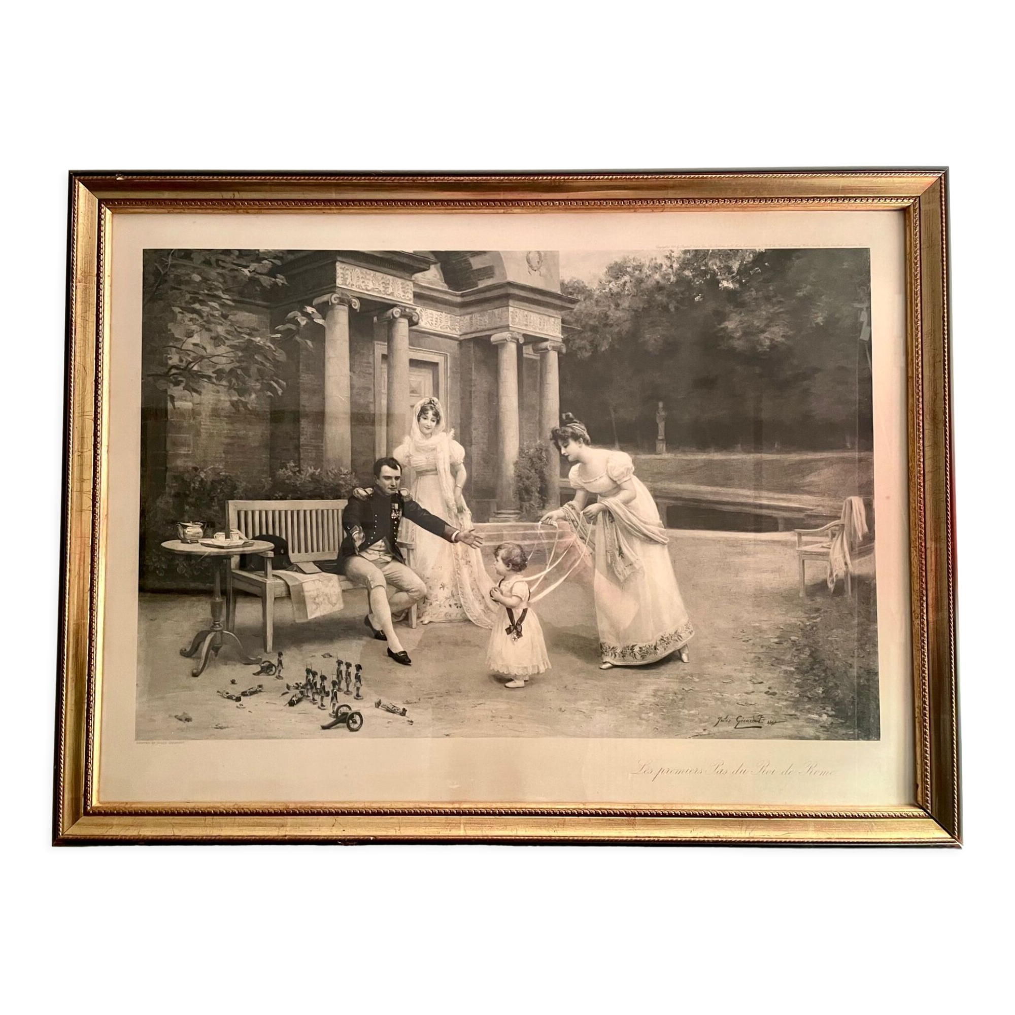 Engraving Napoleon " The first steps of the King of Rome " Jules Girardet 1900
