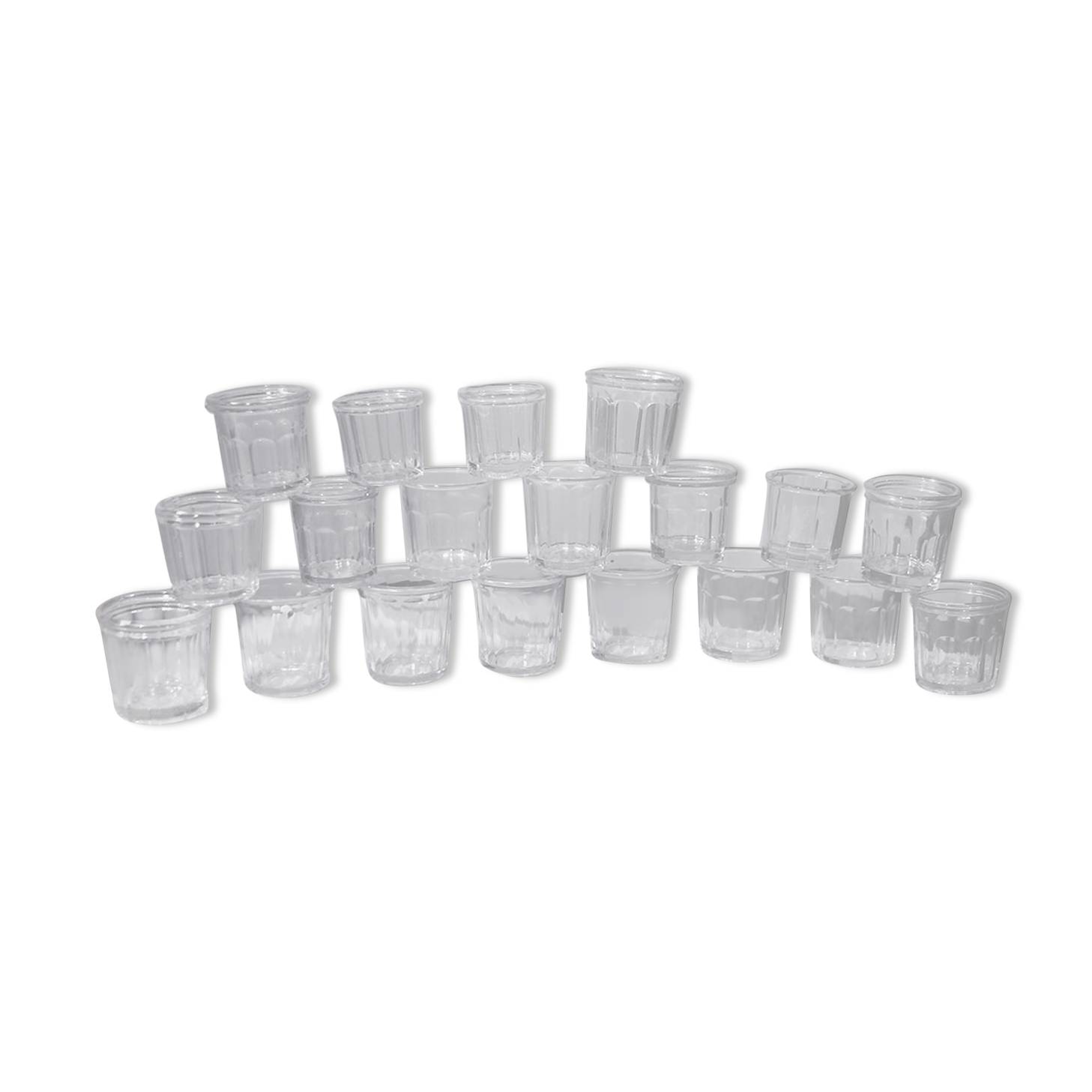 Set of 19 old jam jars