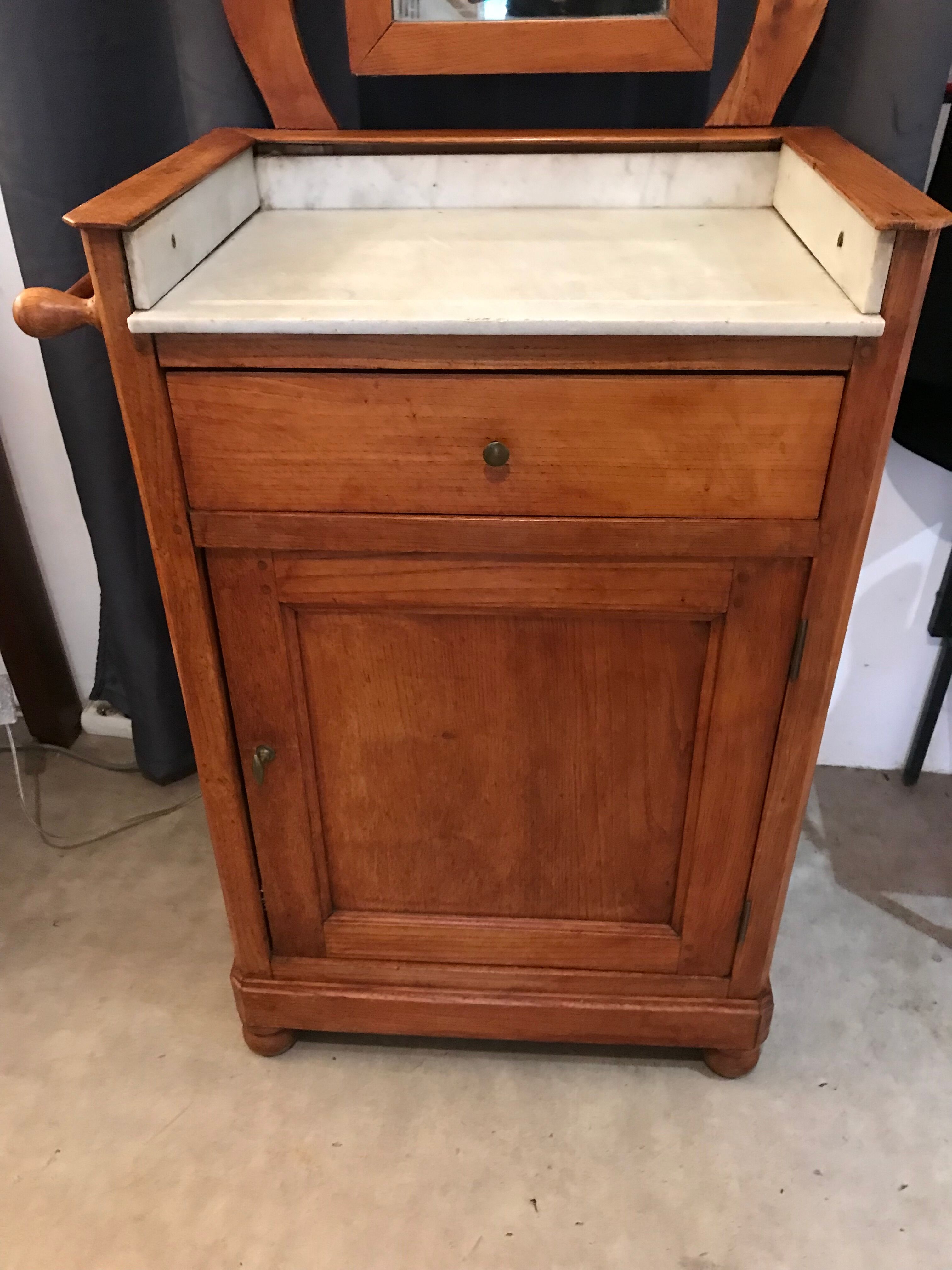 1900 period dressing table pitchpin with marble and mirror