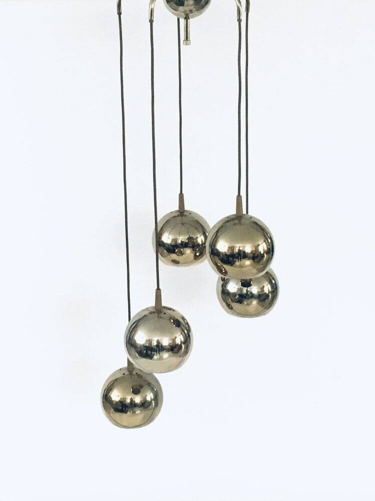 Golden Cascade 5-Ball Ceiling Lamp, Italy, 1980s