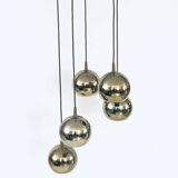 Golden Cascade 5-Ball Ceiling Lamp, Italy, 1980s
