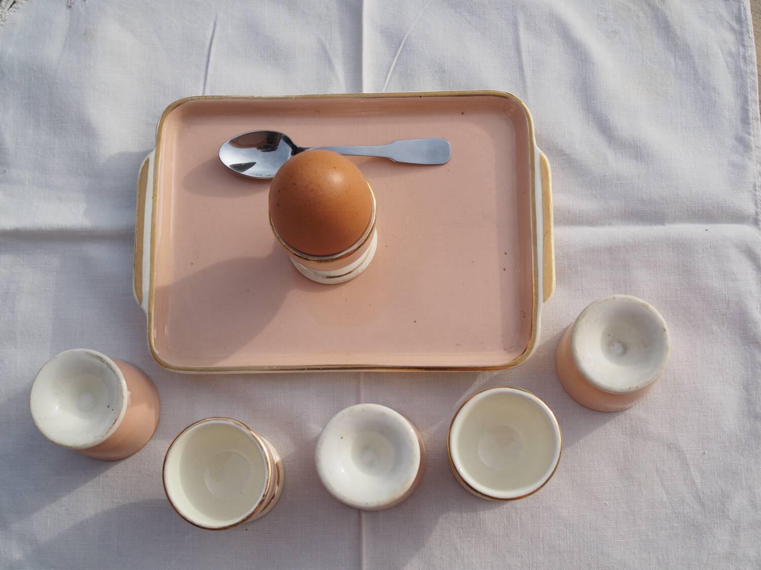 6 Egg cups on vintage Villeroy & Boch tray