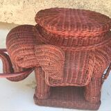 Table d'appoint elephant rotin 1970