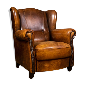 Fauteuil vintage Joris design cuir de mouton