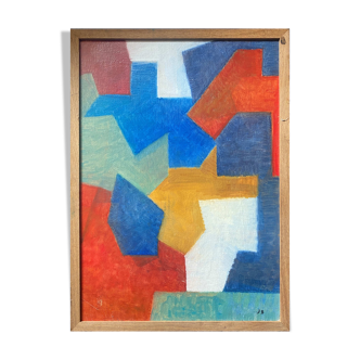 Table "Abstraction" HSP signed J. Bergeron 1965 ec. Poliakoff