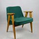 366 Lounge Chair in Green Velvet by Józef Chierowski, 1970s